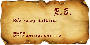 Récsey Balbina névjegykártya
